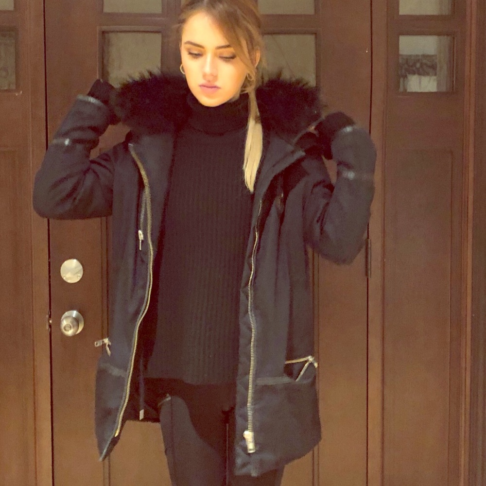 Authentic Kooples down coat with Fox fur